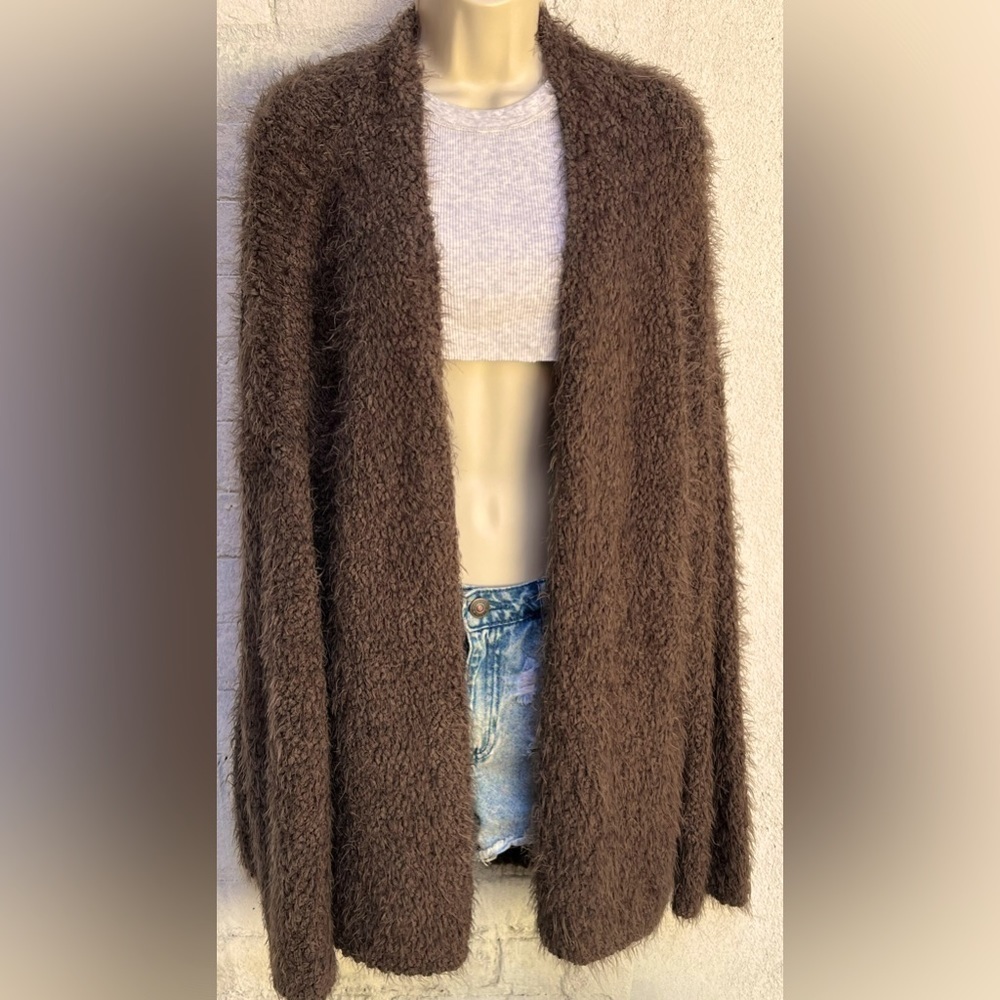 CURRENT AIR Longline Eyelash Knit Cardigan